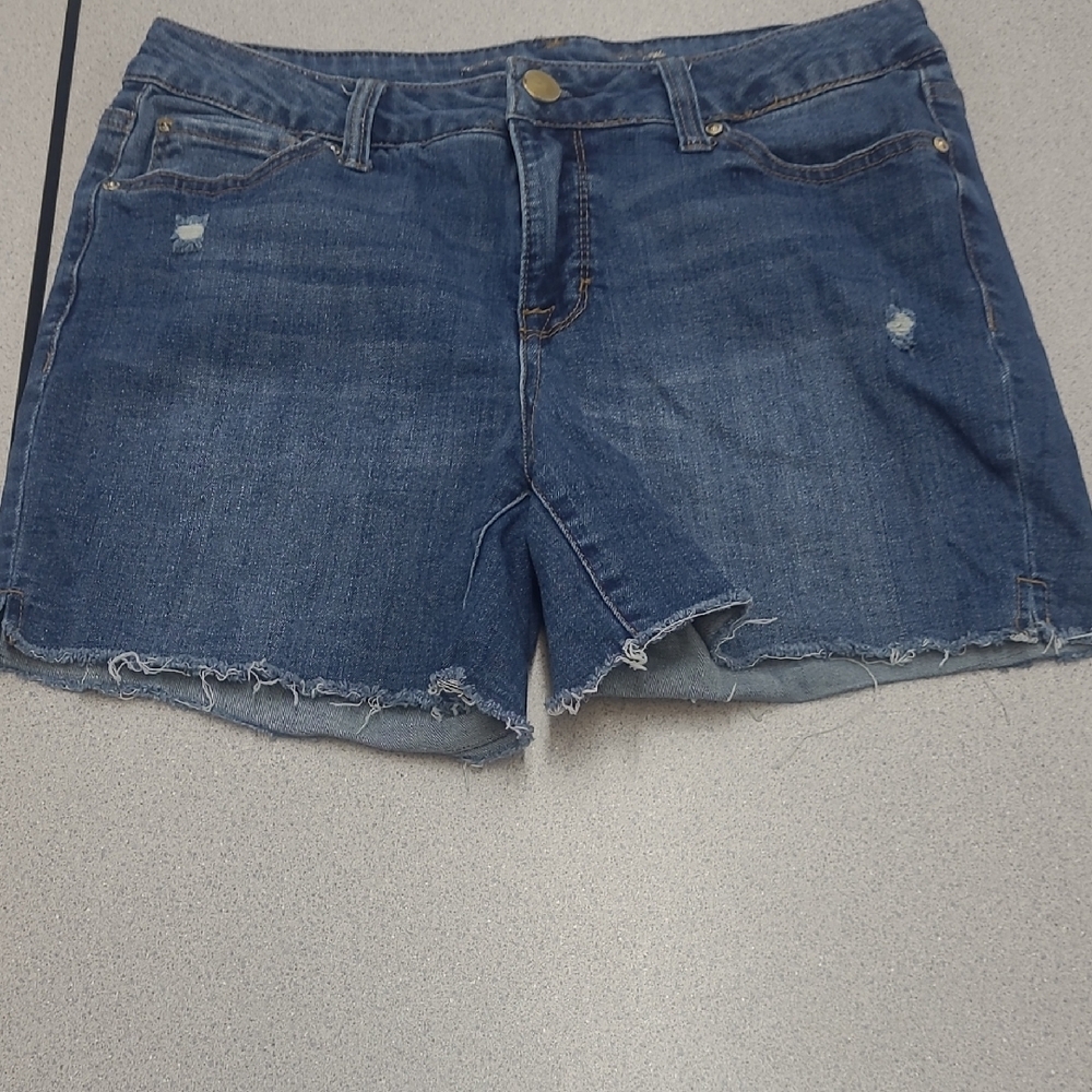 Seven7 Classic Blue Frayed Hem Denim Women's Jean Shorts Size 6